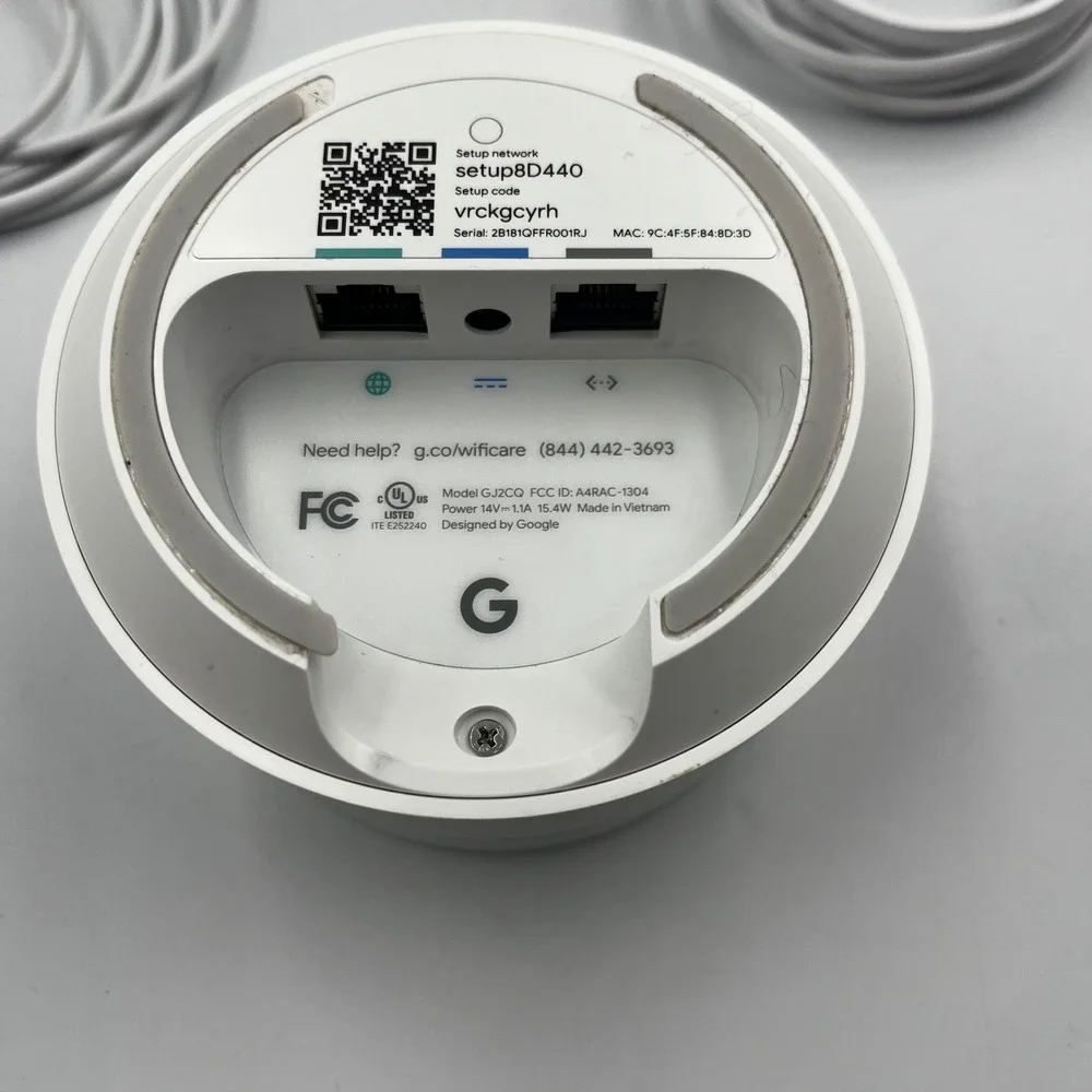 Google Wifi AC1200 Mesh Router Model GJ2CQ White w/ Power Adapter & Cable- Works